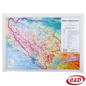 Geografska karta Bosne i Hercegovine na papiru dimenzija 46 × 33 cm