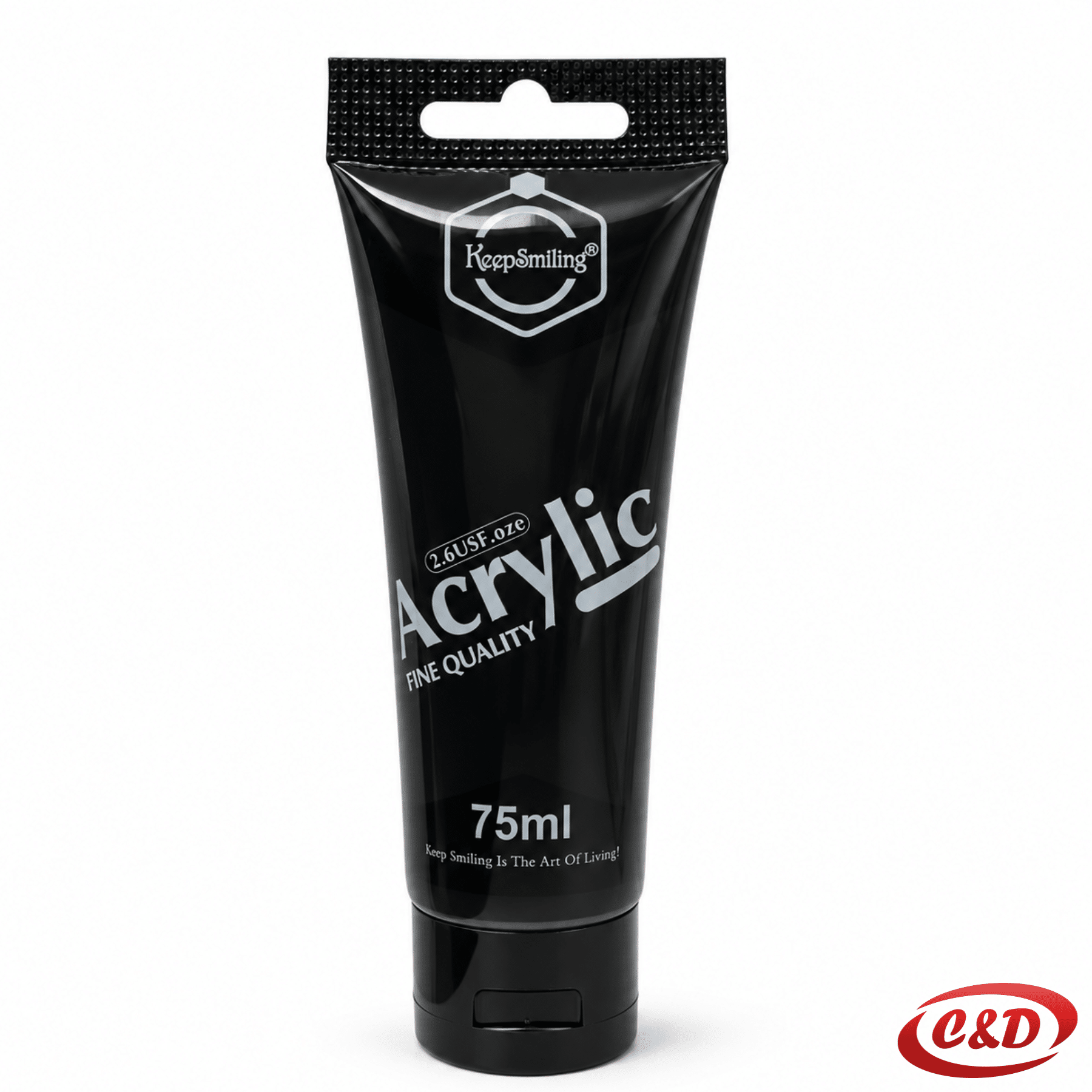 KeepSmiling crna akrilna boja 75 ml u plastičnoj tubi