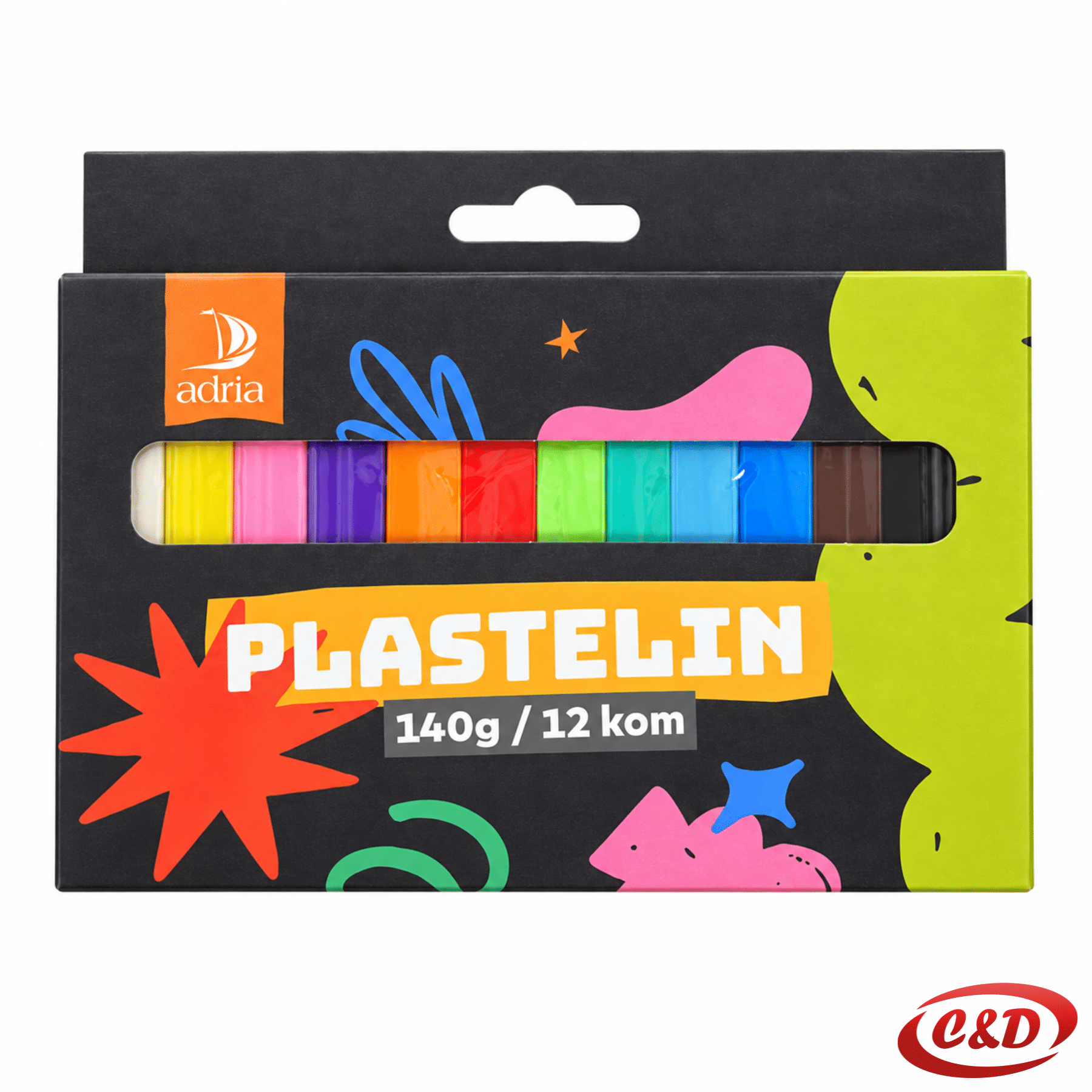 Pakiranje plastelina od 140 g s 12 komada u 12 različitih boja
