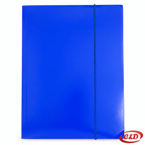Plava kartonska fascikla A4 s elastičnom gumicom dimenzija 32 × 23 cm