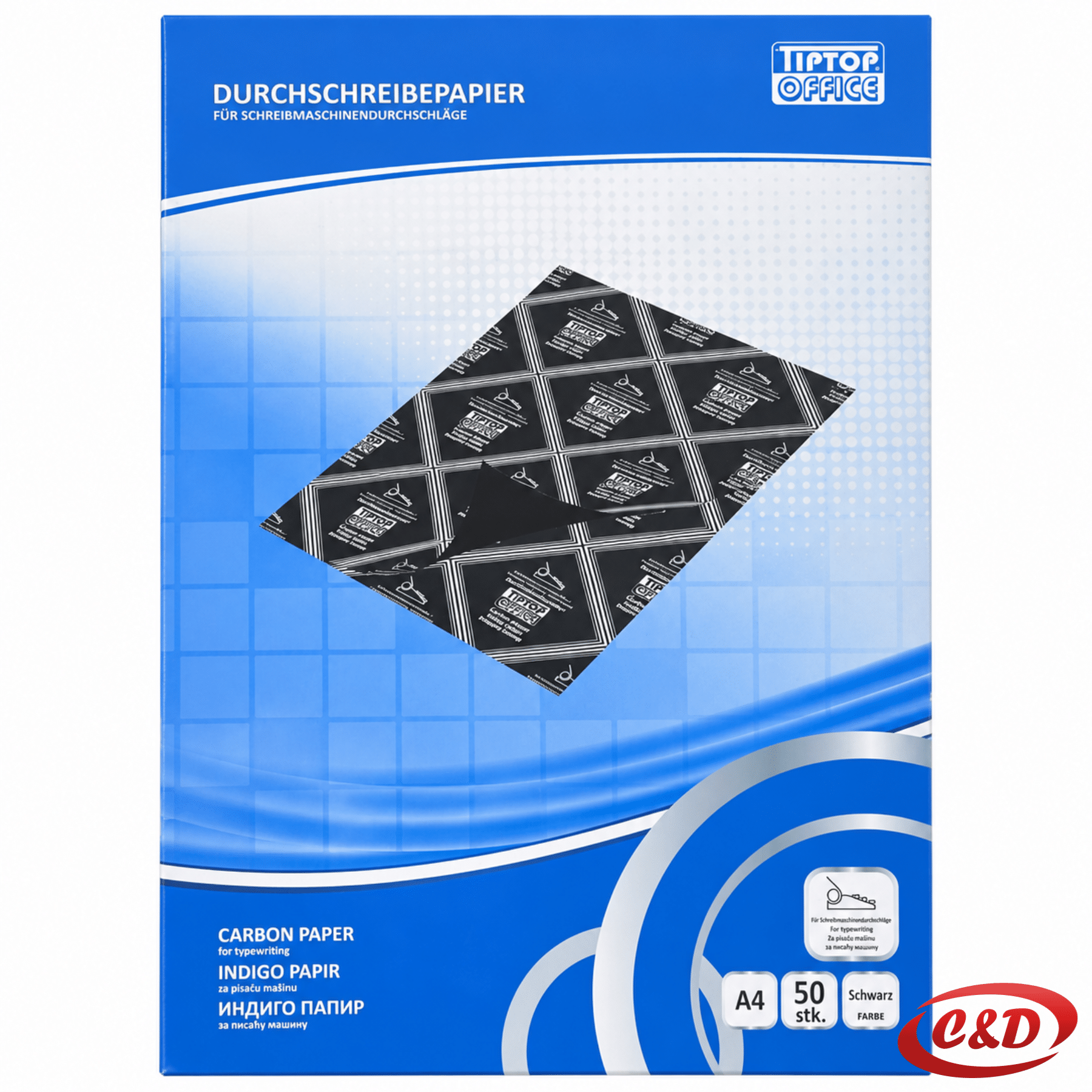 Crni indigo papir A4 dimenzija 30 × 21 cm za izradu preslika dokumenata