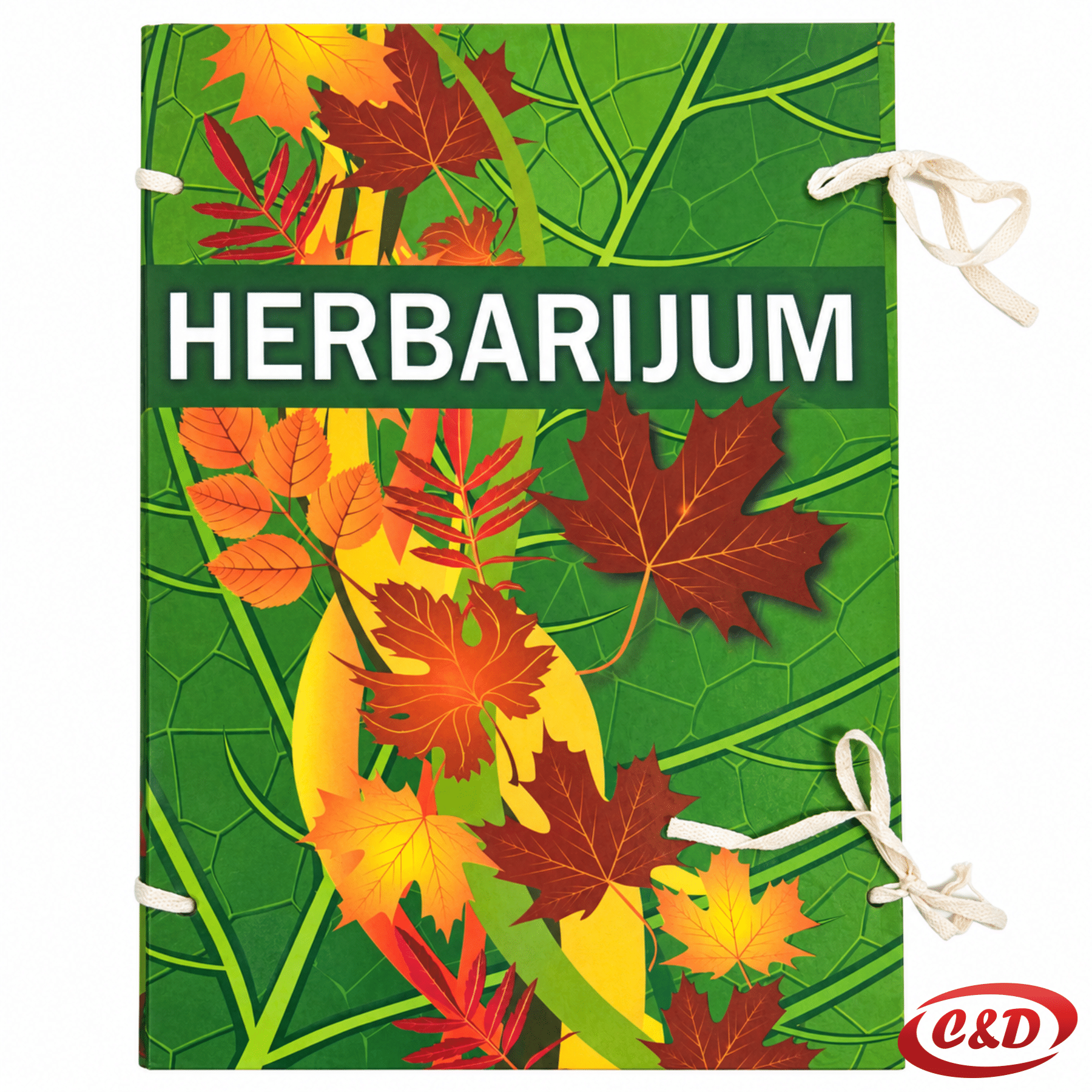 Herbarij od kartona i papira dimenzija 32 × 22 cm u zelenoj i bijeloj boji