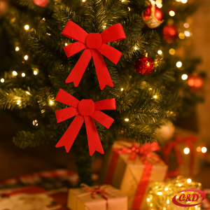 Crvene dekorativne mašne 11×11 cm, set od 3 komada.