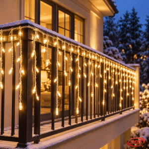 LED lampice ledenice 8 m, 192 LED, toplo bijelo svjetlo, svjetlosne zavjese za balkon, krov i prozor.