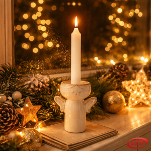 Svijećnjak Anđeo RERER – bijeli keramički svijećnjak