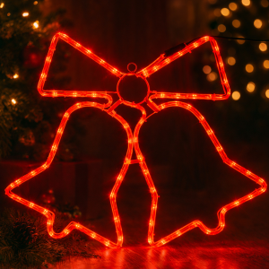 Svjetleća LED dekoracija zvona dimenzija 57 × 44 cm s crvenim LED lampicama i električnim napajanjem