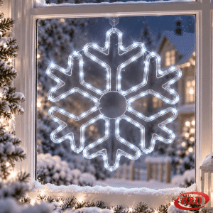 LED pahulja promjera 50 cm s bijelim LED svjetlom i crnim kablom