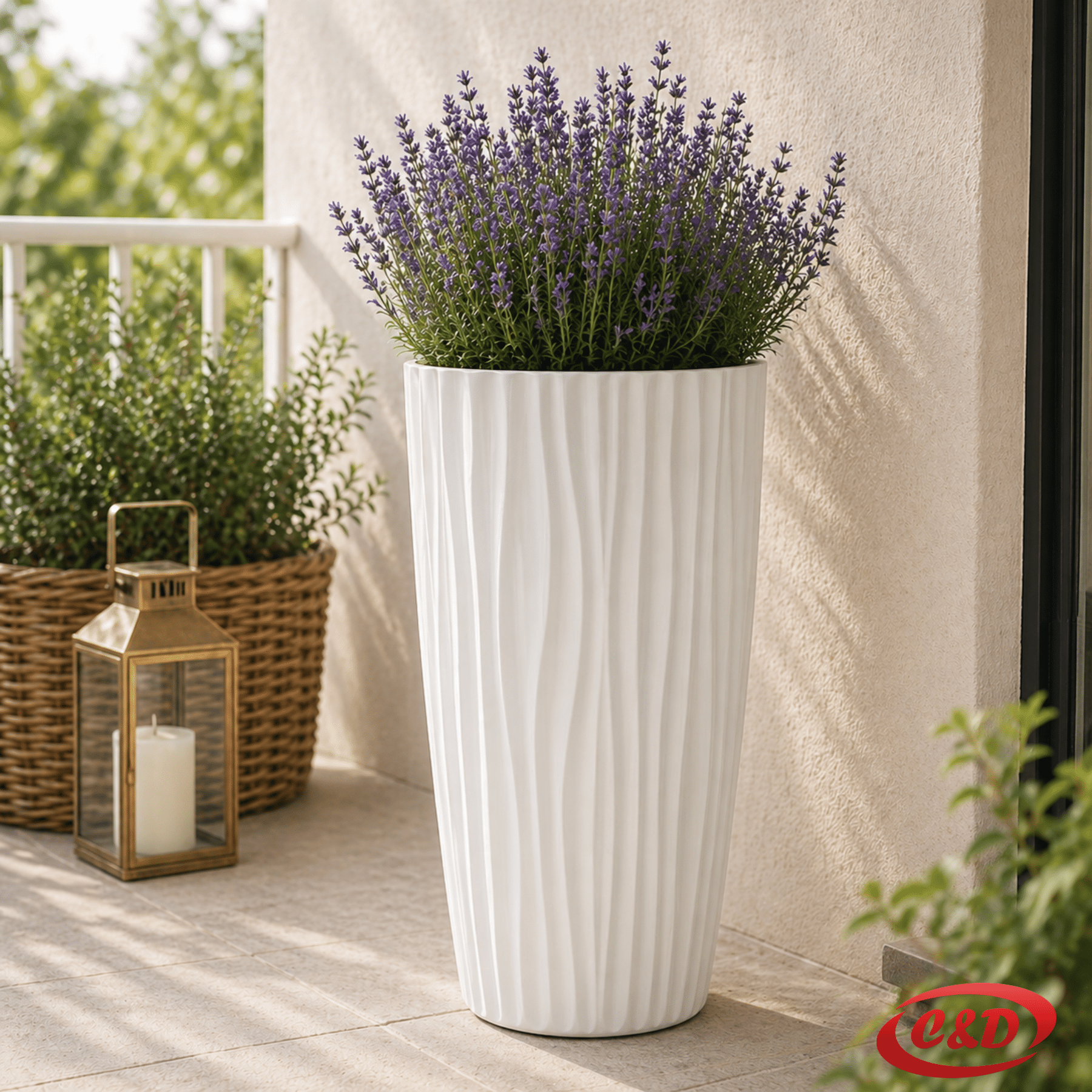 etna vaza bijela 28 cm visina 50 cm plastična