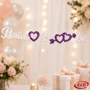 Bride to Be papirni natpis u ljubičastoj i bijeloj boji za djevojačku večer