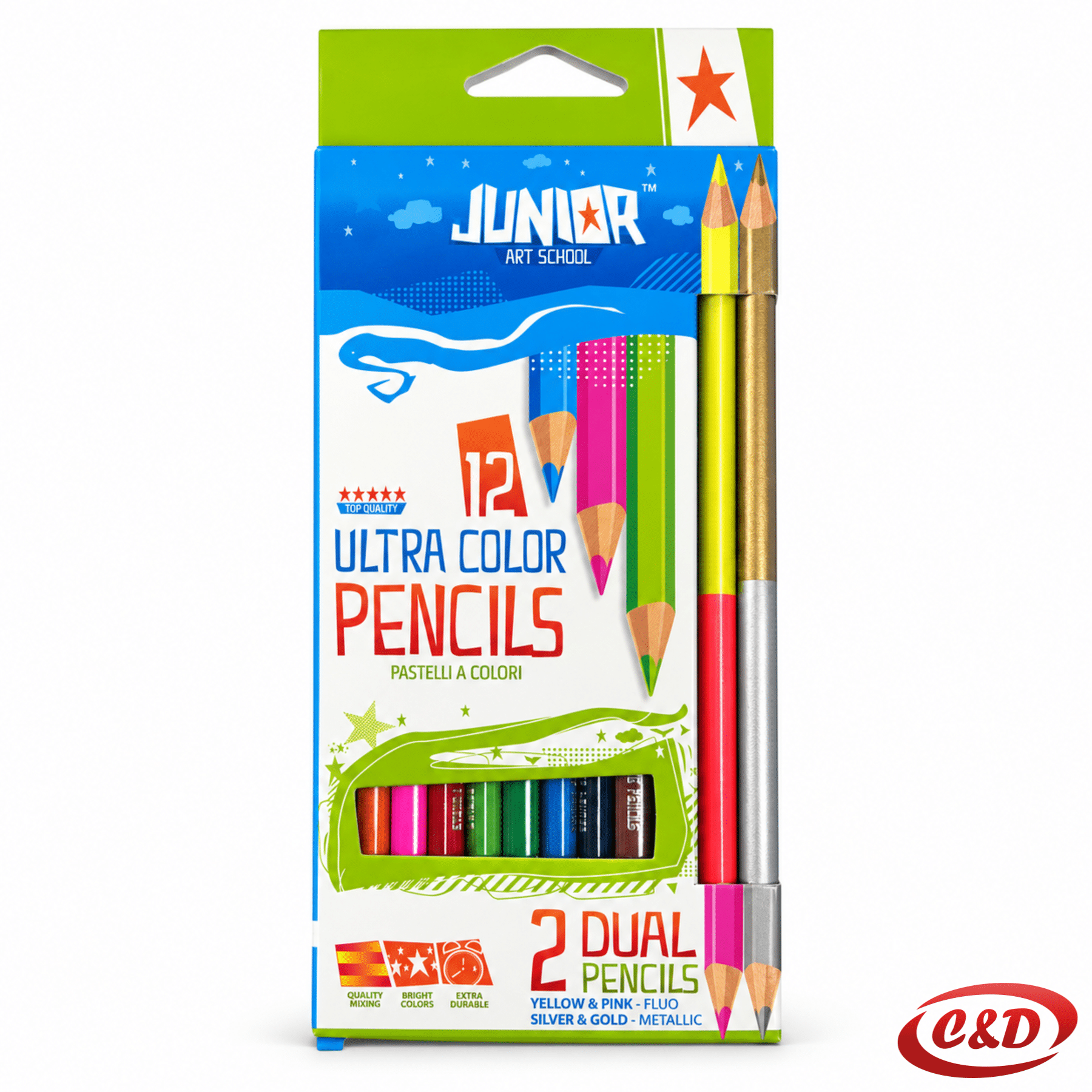 Junior drvene bojice 12/1 s 10 klasičnih i 2 Dual bojice