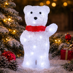 Svijetleći medo 30 cm s LED svjetlom, dekorativna figura na baterije.