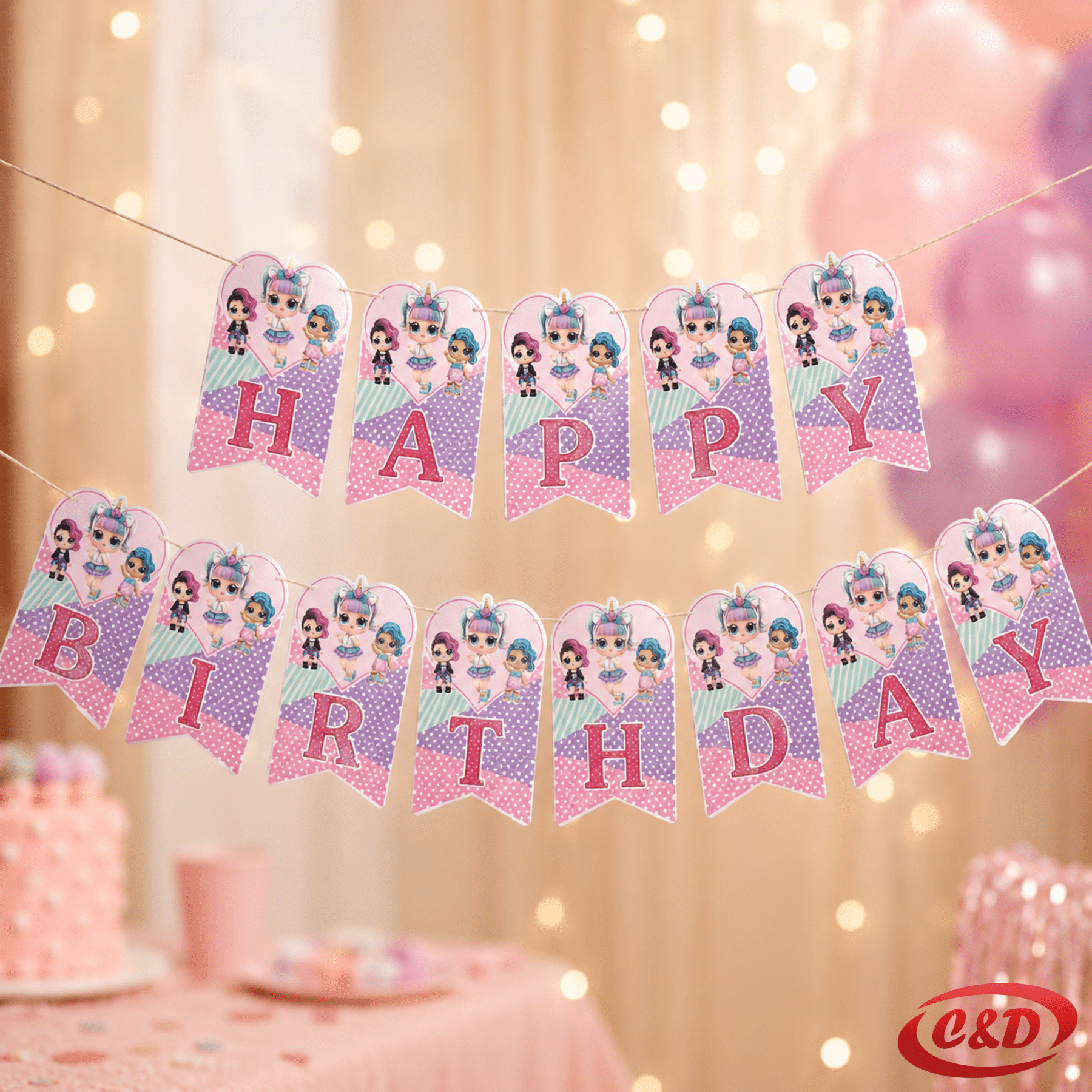 LOL Happy Birthday papirni natpis za dječju rođendansku dekoraciju