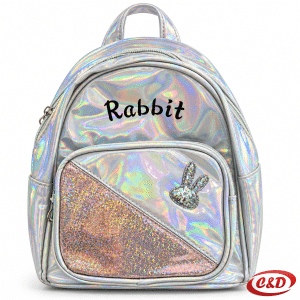 Srebrni dječji Rabbit ruksak sa šljokicama od poliestera zapremnine 4 L dimenzija 22 × 18 × 10 cm