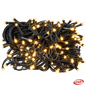 Toplo bijele LED lampice mravi na zelenom kabelu s kontrolerom