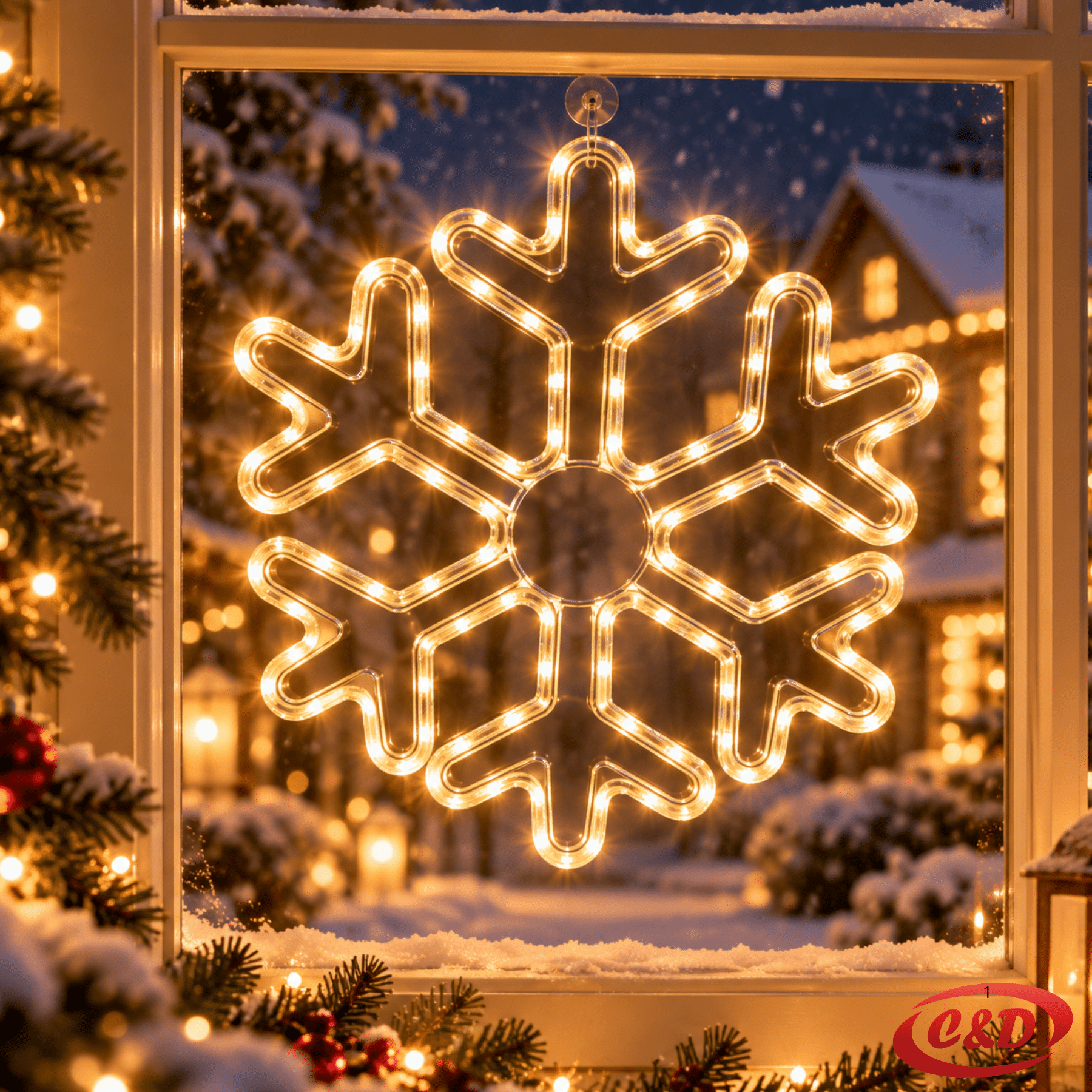LED dekorativni obruč Ø50 cm, toplo bijele LED lampice, električni priključak