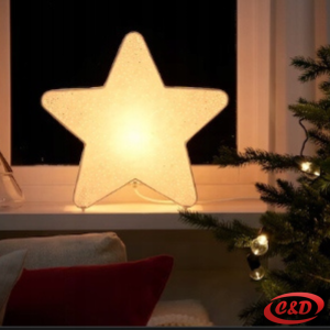 Bijela svjetleća papirnata zvijezda promjera 40 cm s kabelom.