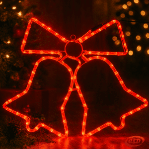 vjetleća LED dekoracija zvona dimenzija 57 × 44 cm s crvenim LED lampicama i električnim napajanjem