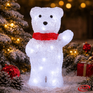 Svijetleći medo 30 cm s LED svjetlom, dekorativna figura na baterije.