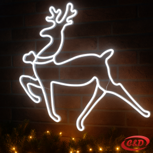 LED Neon Flex jelen 64 x 46 cm, bijela