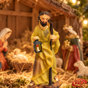 Keramička figura Sveti Josip za božićne jaslice visine 8 cm u zlatnoj i smeđoj boji