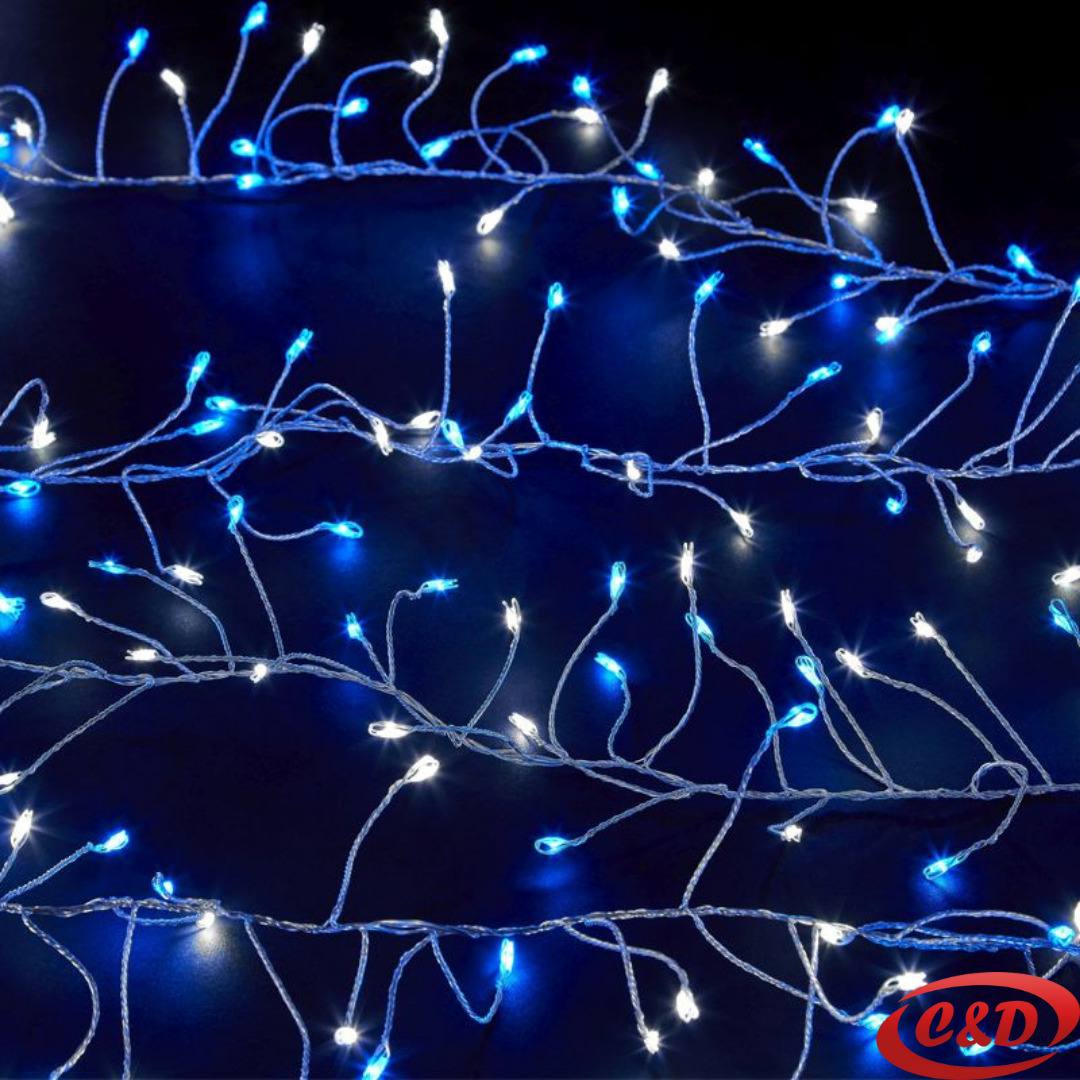 LED mravu girlanda 3 m s 300 LED lampica u bijeloj i plavoj boji