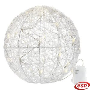 Novogodišnja LED kugla Snekvarts 35 × 35 cm sa 35 toplo bijelih LED lampica, baterijsko napajanje i tajmer.