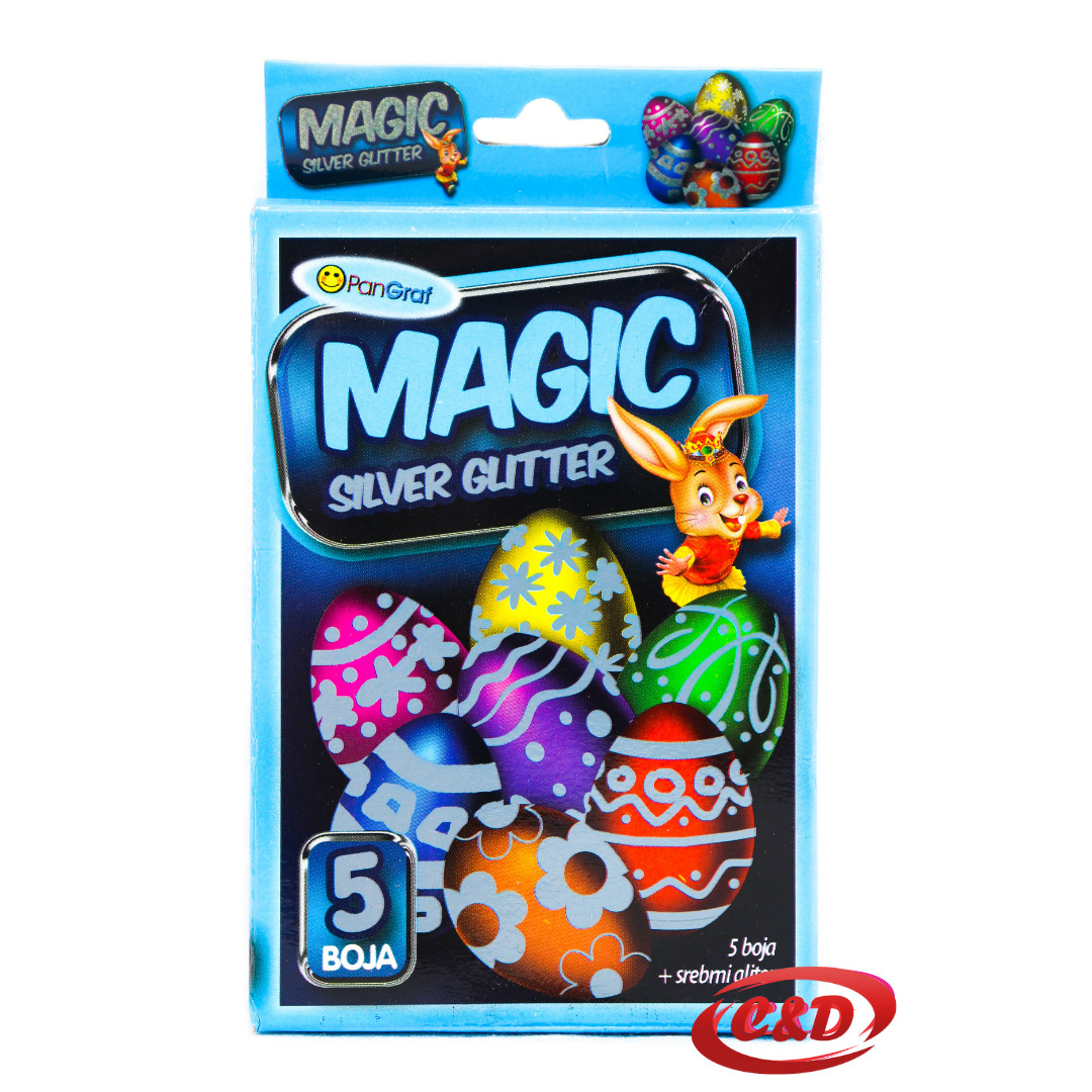 magic srebrna glitter gel za jaja set boje i gel dekoracija