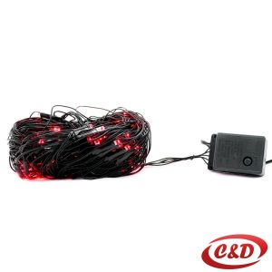 Lampice; LED; Mreža; 1,5 x 1,5 m; Crvena