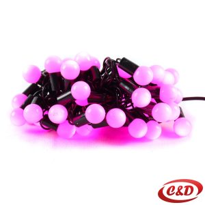 LED lampice u obliku loptica 5 m sa 50 LED lampica u pink boji, zelena žica