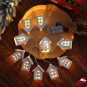 Lampice; LED; Kućice; 2 m; Bijele