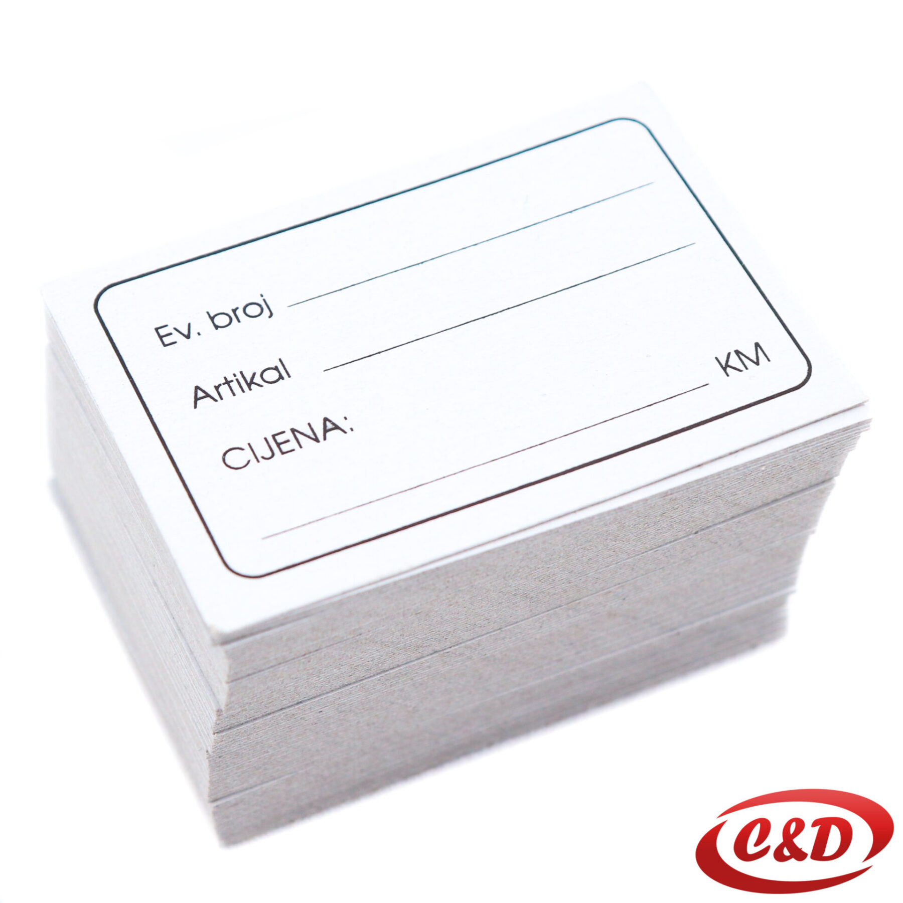 Bijele papirnate kartice za cijene dimenzija 6 × 4 cm u pakiranju od 100 komada