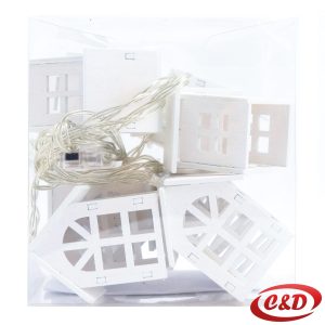 Lampice; LED; Kućice; 2 m; Bijele