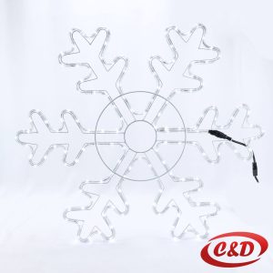 LED pahulja promjera 70 cm s bijelim LED svjetlom i crnim kablom
