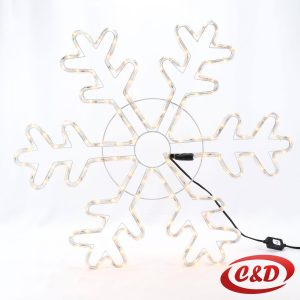 LED pahulja promjera 70 cm s toplom bijelom LED svjetlošću i crnim kablom