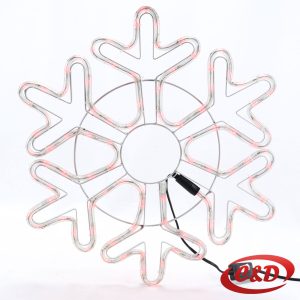 LED pahulja promjera 50 cm s crvenim LED svjetlom i crnim kablom