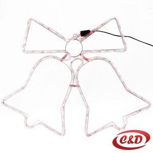 Svjetleća LED dekoracija zvona dimenzija 57 × 44 cm s crvenim LED lampicama i električnim napajanjem