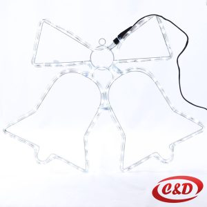 Svjetleća LED dekoracija zvona dimenzija 57 × 44 cm s bijelim LED lampicama i električnim napajanjem