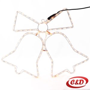 Svjetleća LED dekoracija zvona dimenzija 57 × 44 cm s toplo bijelim LED lampicama i električnim napajanjem