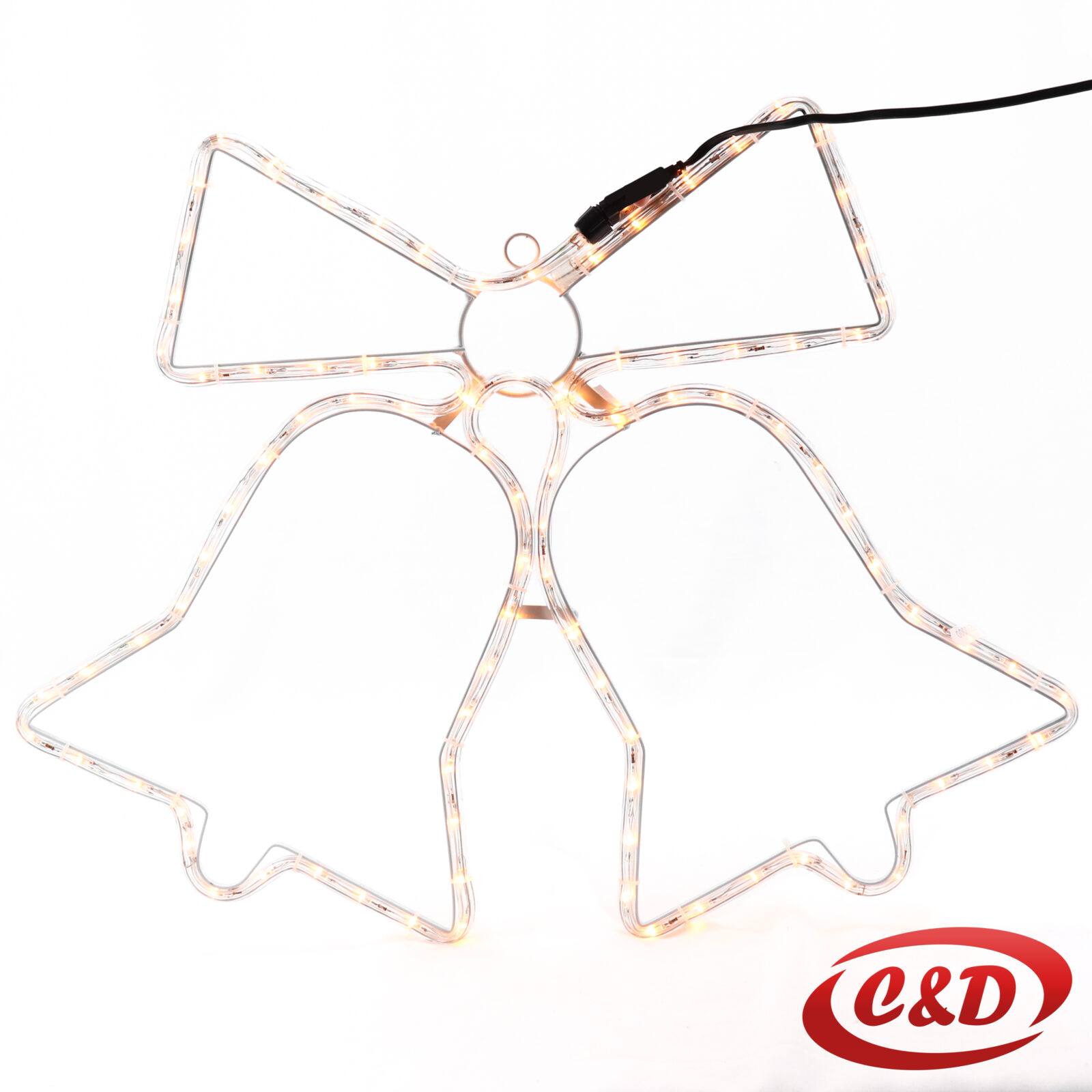 Svjetleća LED dekoracija zvona dimenzija 57 × 44 cm s toplo bijelim LED lampicama i električnim napajanjem