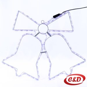 Svjetleća LED dekoracija zvona dimenzija 57 × 44 cm s plavim LED lampicama i električnim napajanjem