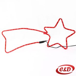 LED zvijezda repatica dužine 65 cm s crvenim LED svjetlom i crnim kablom