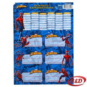 Set Spiderman naljepnica za bilježnice s rasporedom sati u plavoj, crvenoj i bijeloj boji