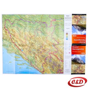 Preklopna papirnata karta Bosne i Hercegovine s reljefom, mjerilo 1 : 650 000