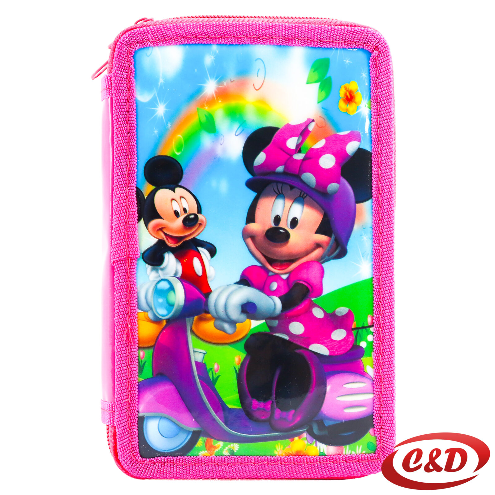 Roza puna školska pernica s motivom Minnie Mouse od poliestera dimenzija 20 × 12 × 4 cm