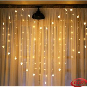 LED lampice u obliku srca 2 × 1,5 m s 120 LED lampica, 16 krakova, toplo bijela