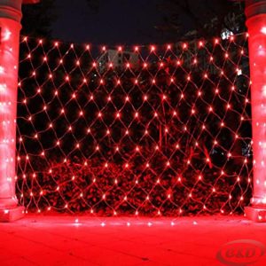 Lampice; LED; Mreža; 1,5 x 1,5 m; Crvena