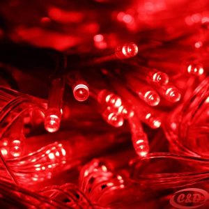 Crvene LED lampice mravi dužine 10 metara s električnim napajanjem i mogućnošću povezivanja.