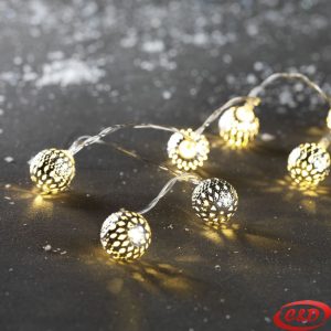 LED lampice GAGAT dužine 120 cm sa 10 LED lampica u toploj bijeloj boji, baterijsko napajanje AA, dekorativna unutrašnja rasvjeta.