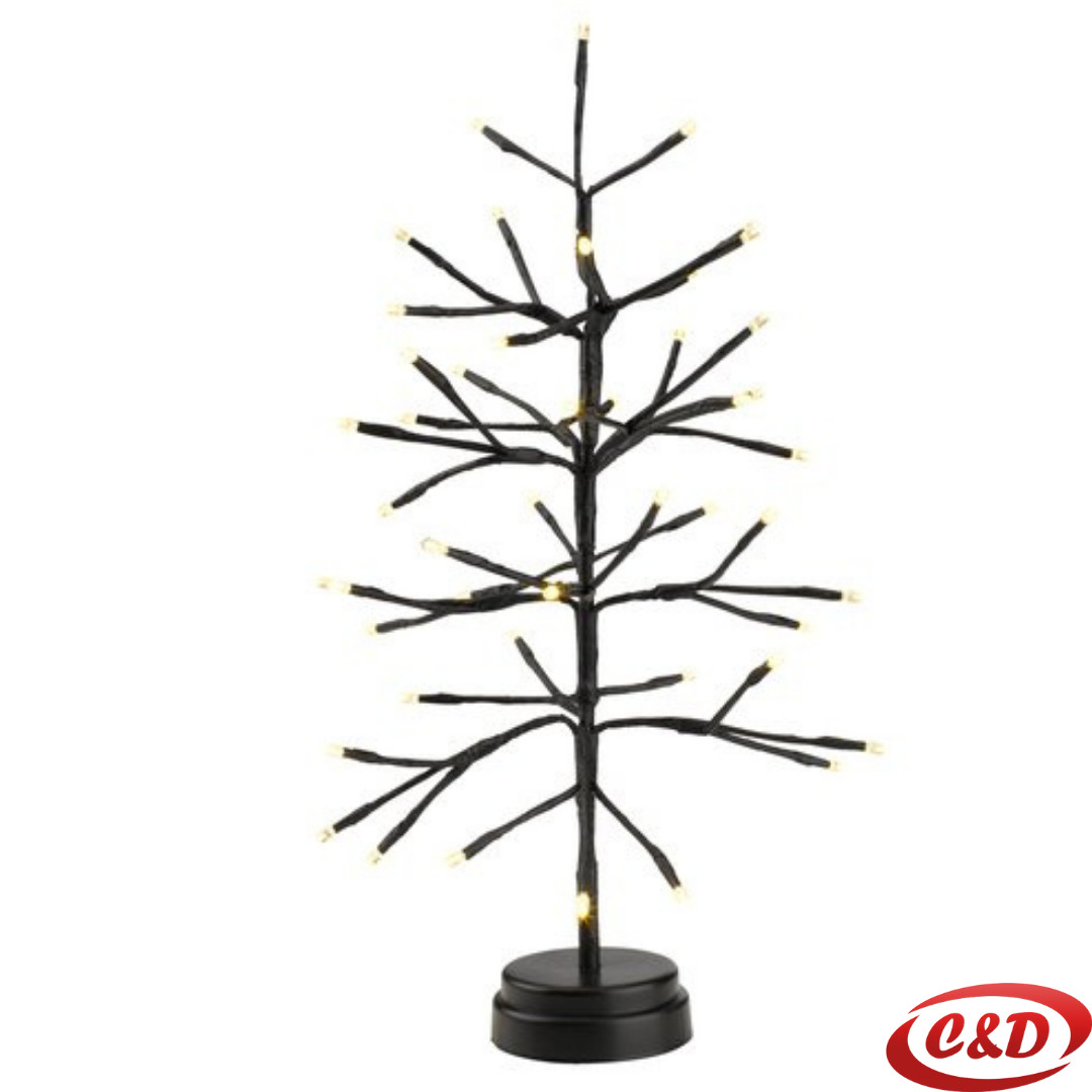 Svjetleće drvce NORDRE 45 cm sa 48 LED lampica u toploj bijeloj boji, crni okvir