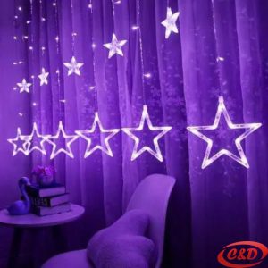 Ljubičaste LED lampice zvijezde sa 130 LED lampica i 12 LED zvijezdi